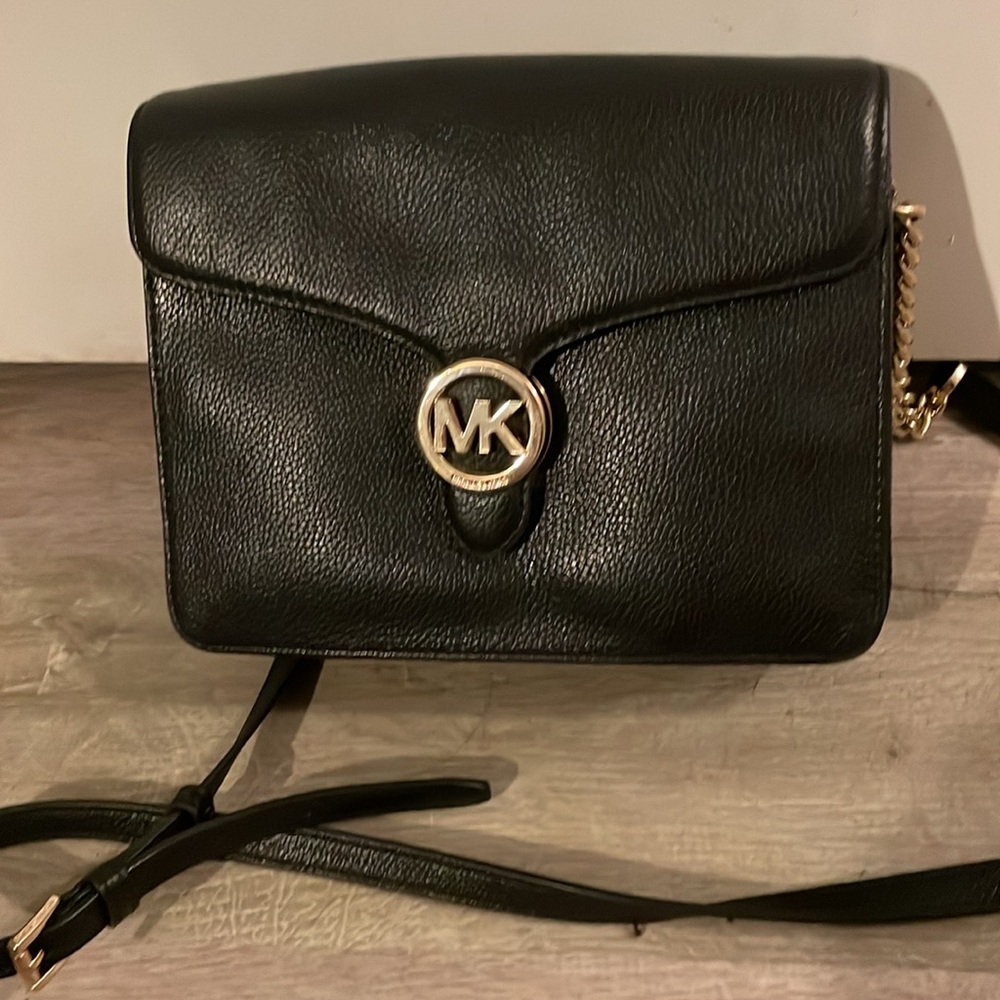 Michael Kors Black Crossbody Bag with Gold Accents